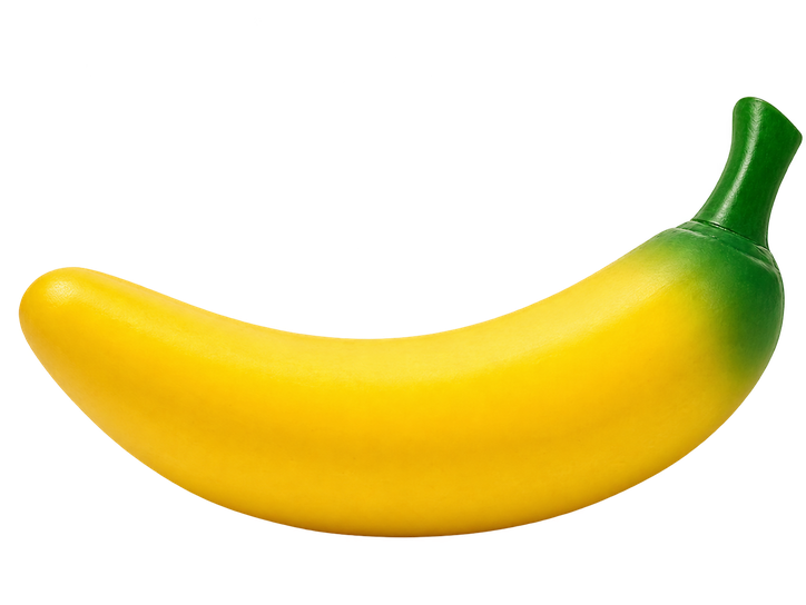 Yellow banana with a green stem